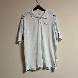 White Men’s Adidas Polo Shirt with Audi Logo